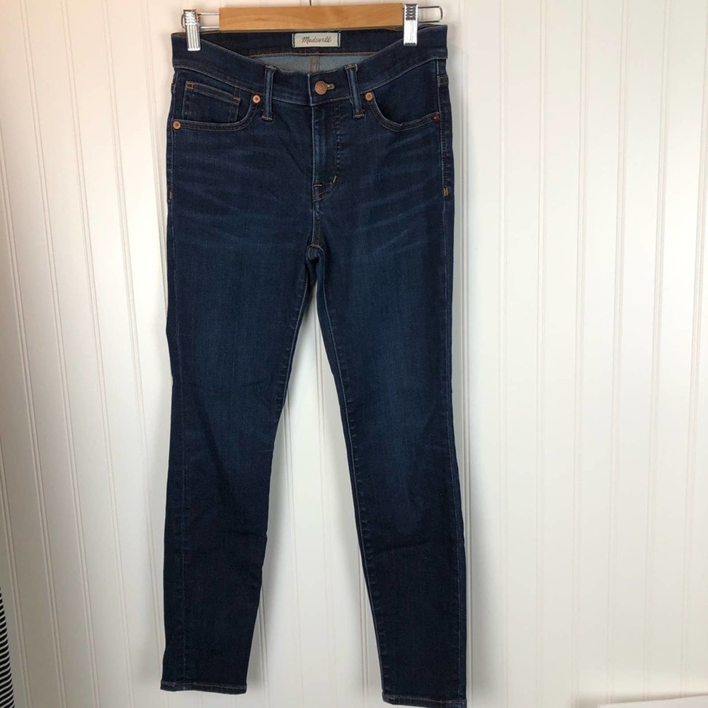 Madewell 9 inch High Rise Dark Wash Skinny Jeans - Picture 4 of 11